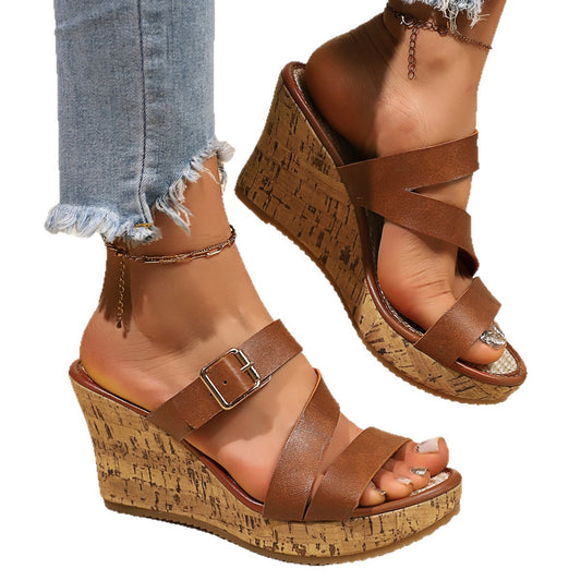Plus-size Open-toe Wedge Sandals
