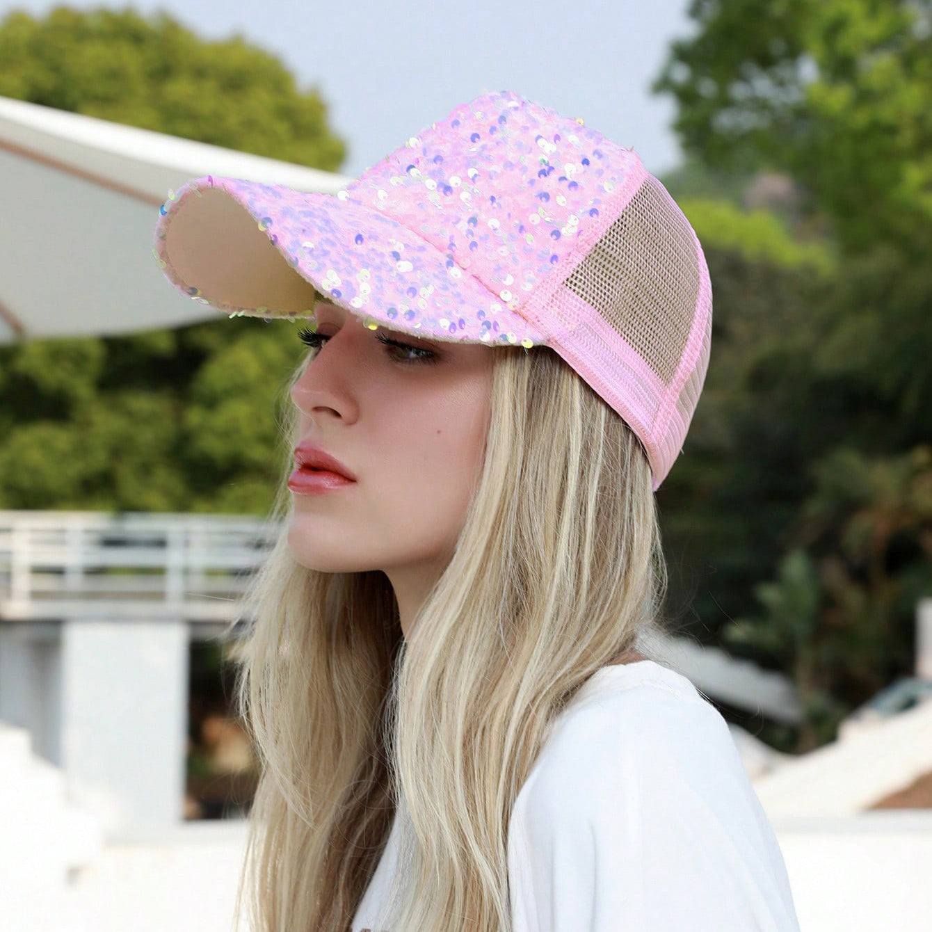 Sequin Mesh Baseball Cap