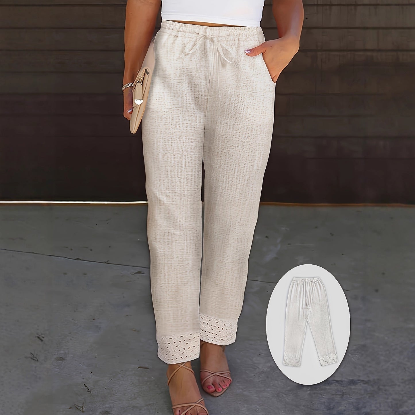 Embroidered Lace Cropped Pants