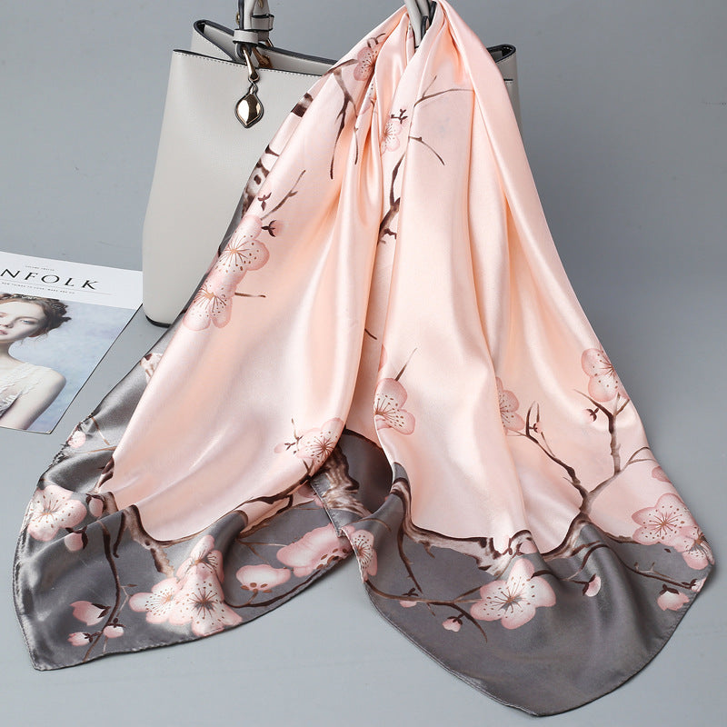 Floral Satin Square Scarf