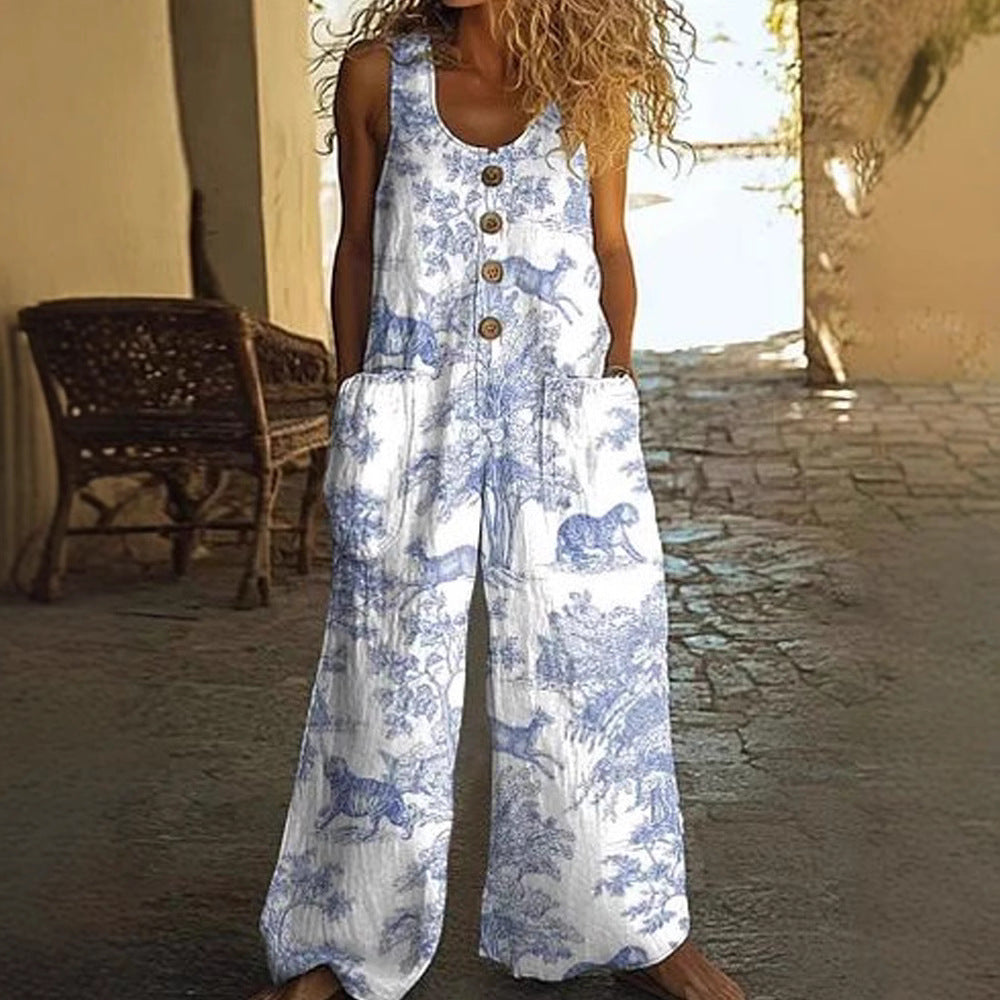 Womens Sleeveless Loose Jumpsuit