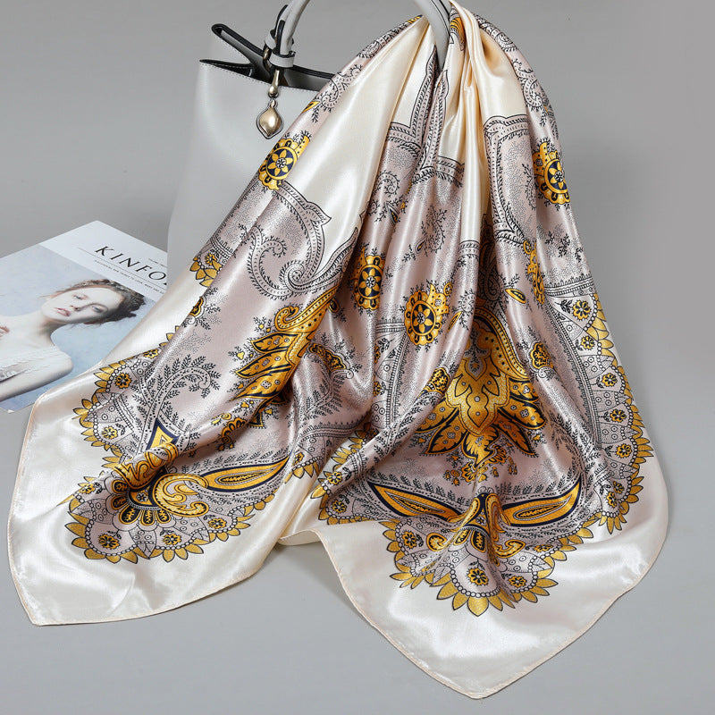 Floral Satin Square Scarf