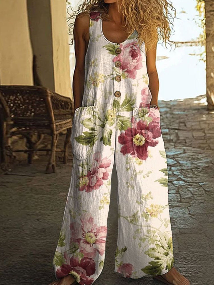 Womens Sleeveless Loose Jumpsuit