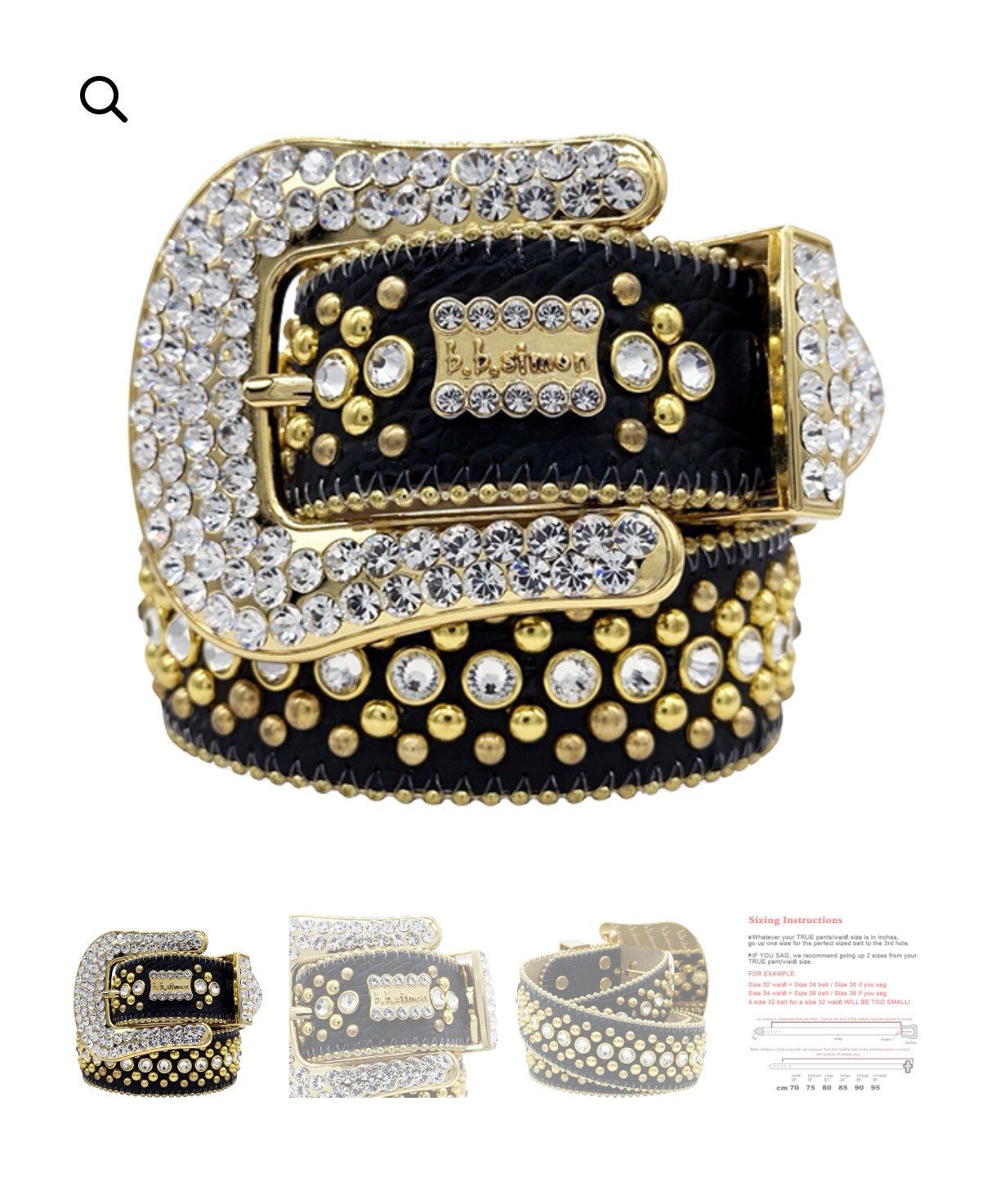 Rhinestone Leather Belt