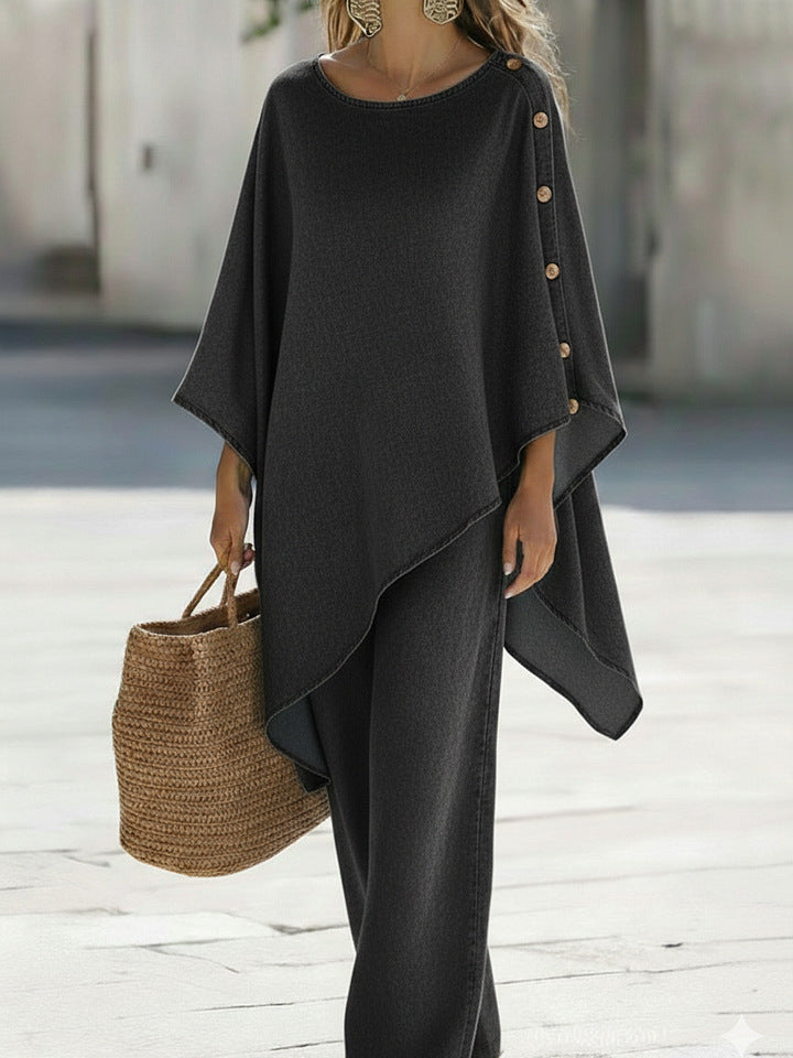 Womens Solid Loose Top & Pants Set