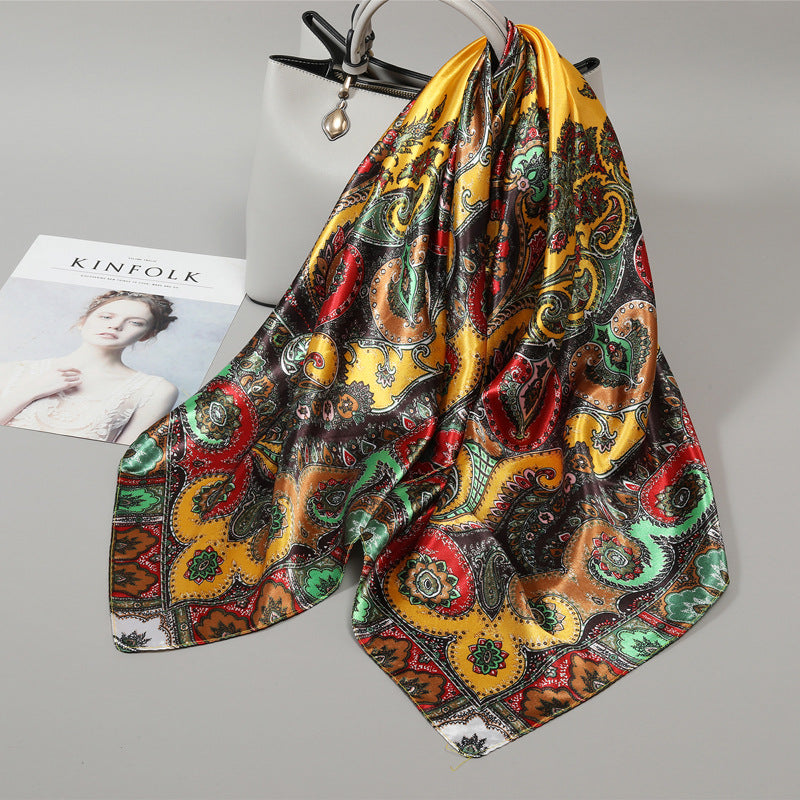 Floral Satin Square Scarf