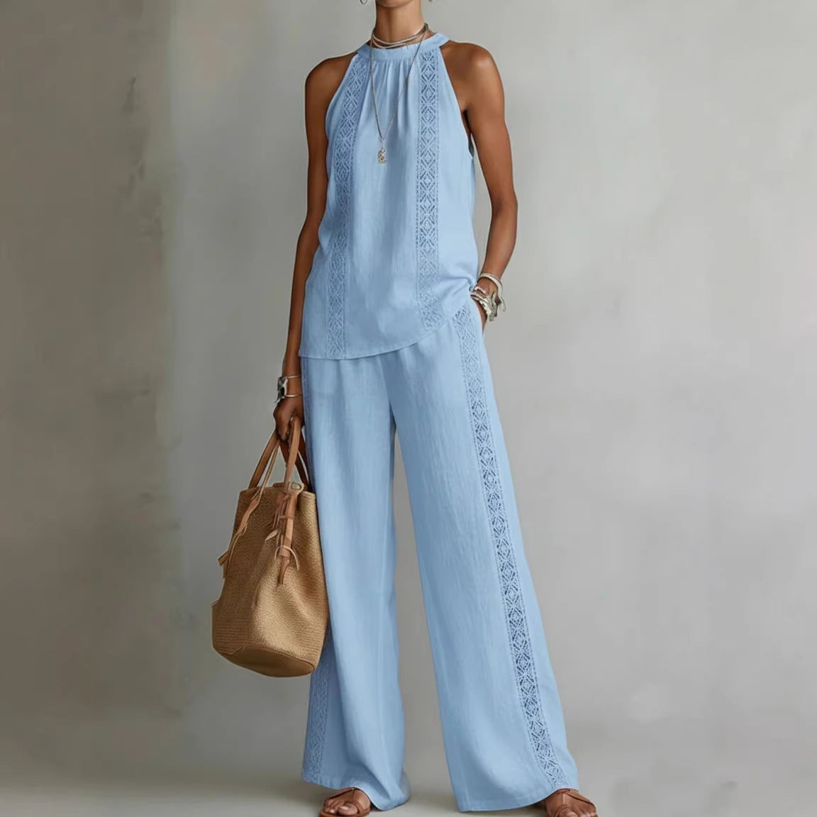 Womens Backless Sleeveless Top & Pants Set