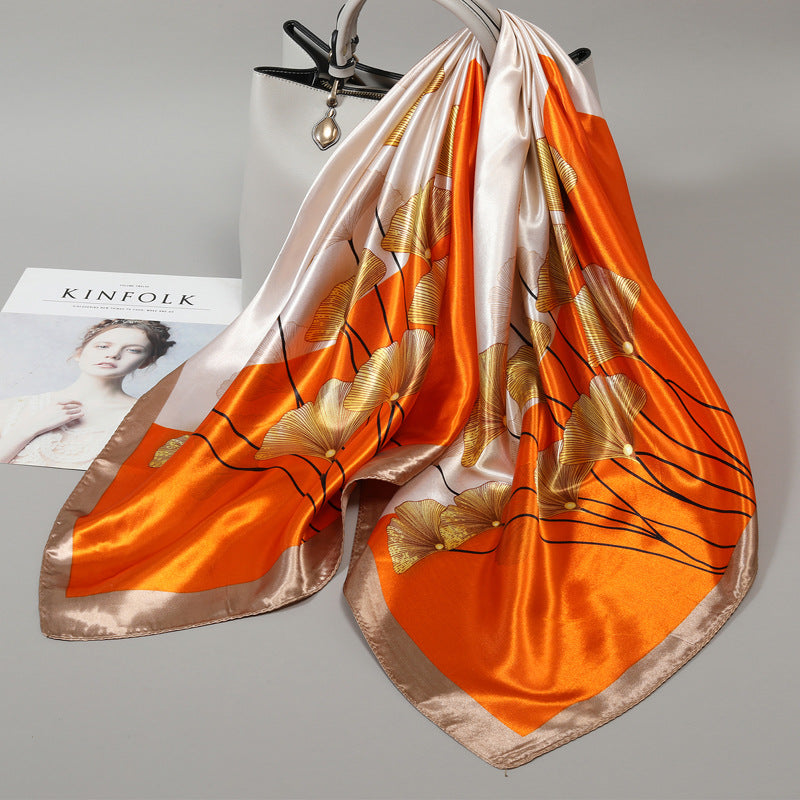 Floral Satin Square Scarf