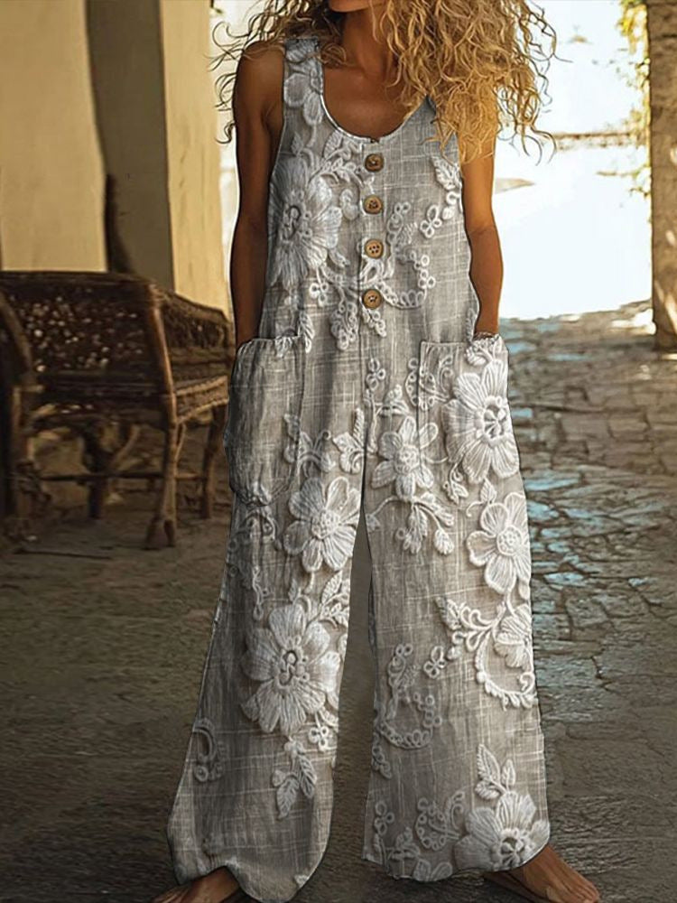 Womens Sleeveless Loose Jumpsuit