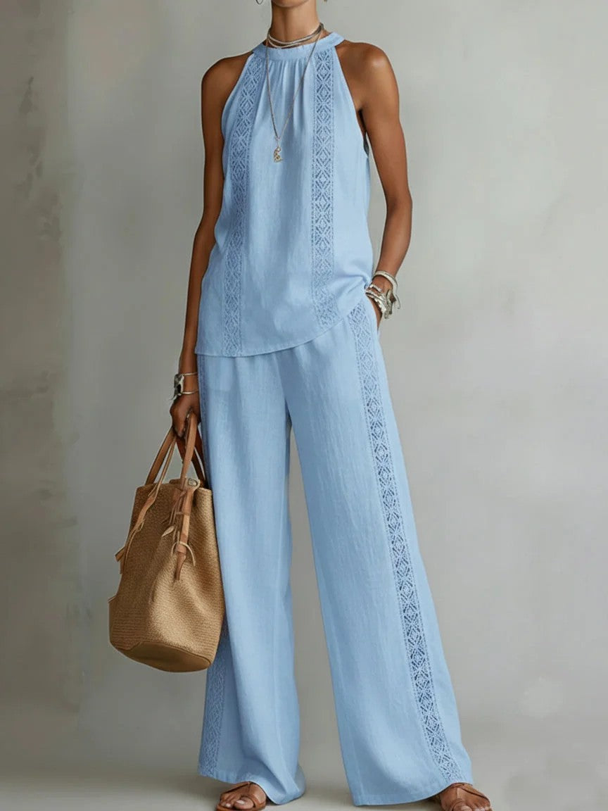 Womens Backless Sleeveless Top & Pants Set