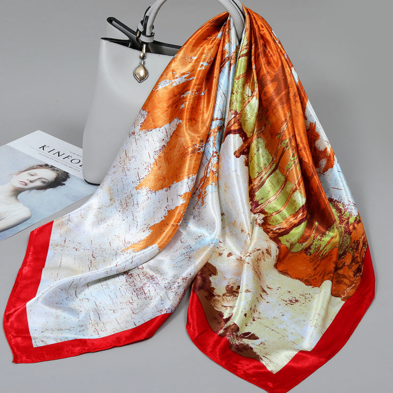 Floral Satin Square Scarf