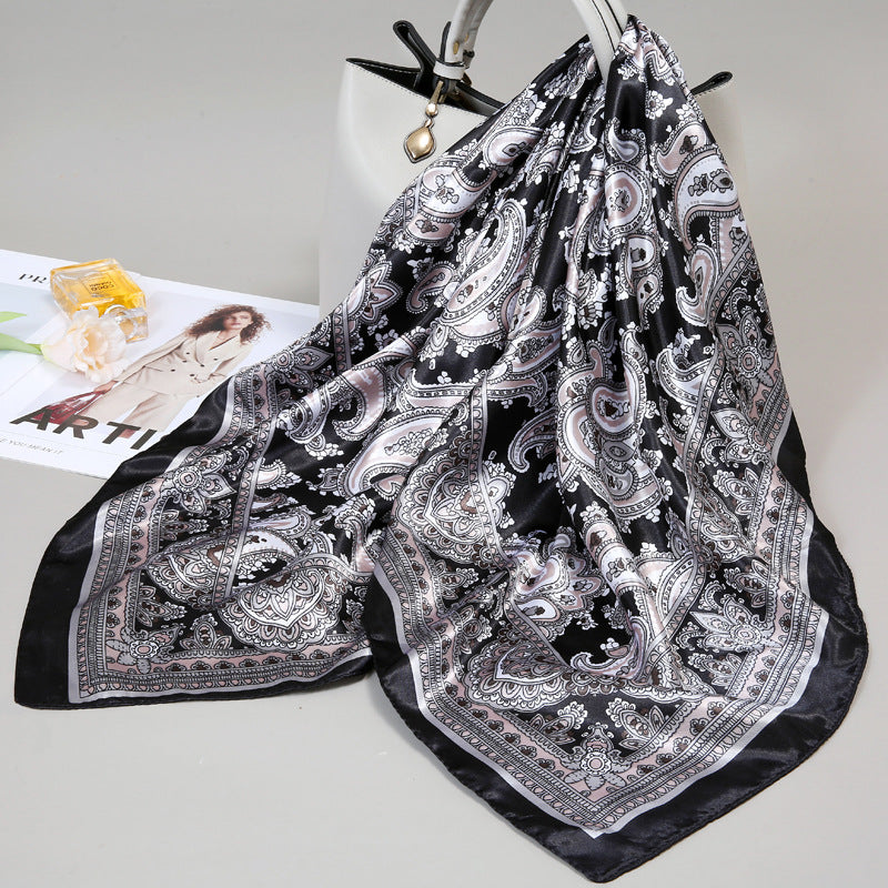 Floral Satin Square Scarf