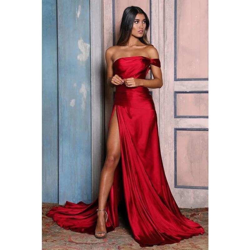 High-Slit Party Evening Gown