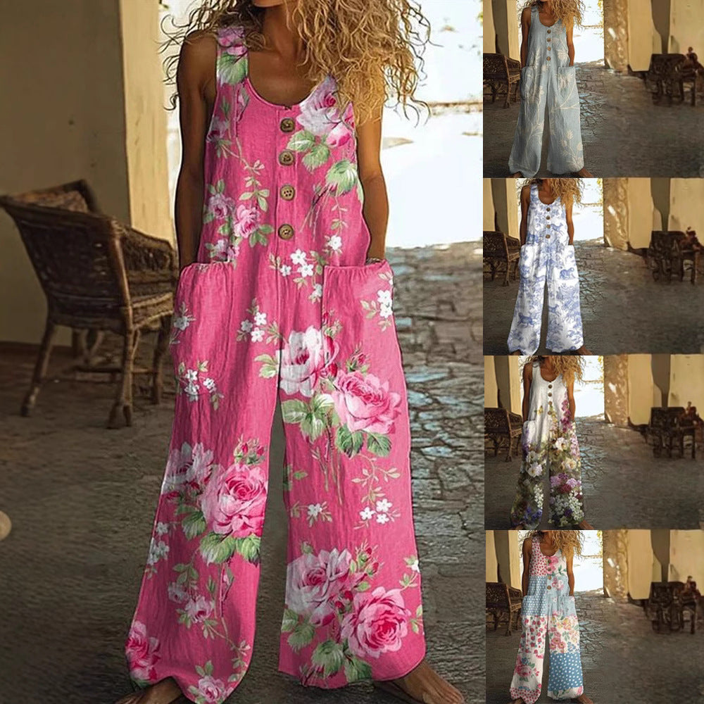 Womens Sleeveless Loose Jumpsuit