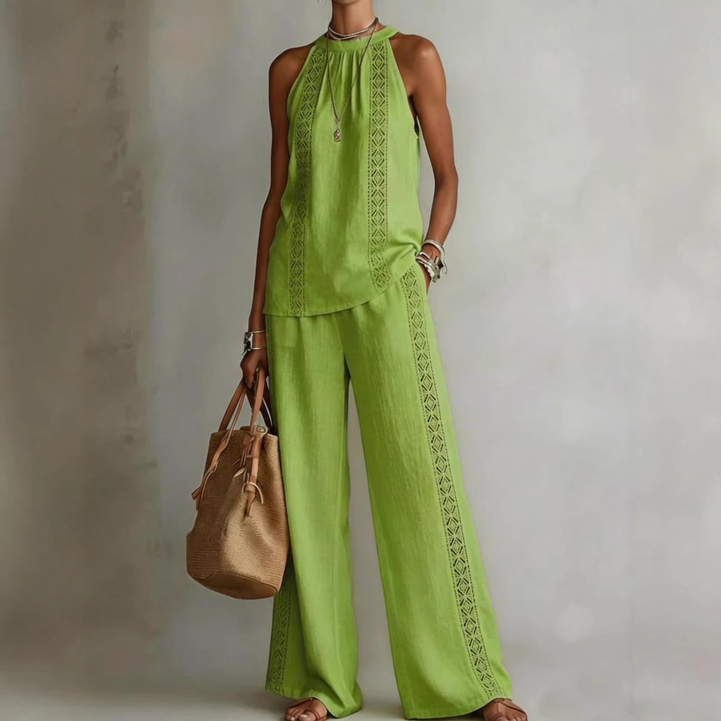 Womens Backless Sleeveless Top & Pants Set