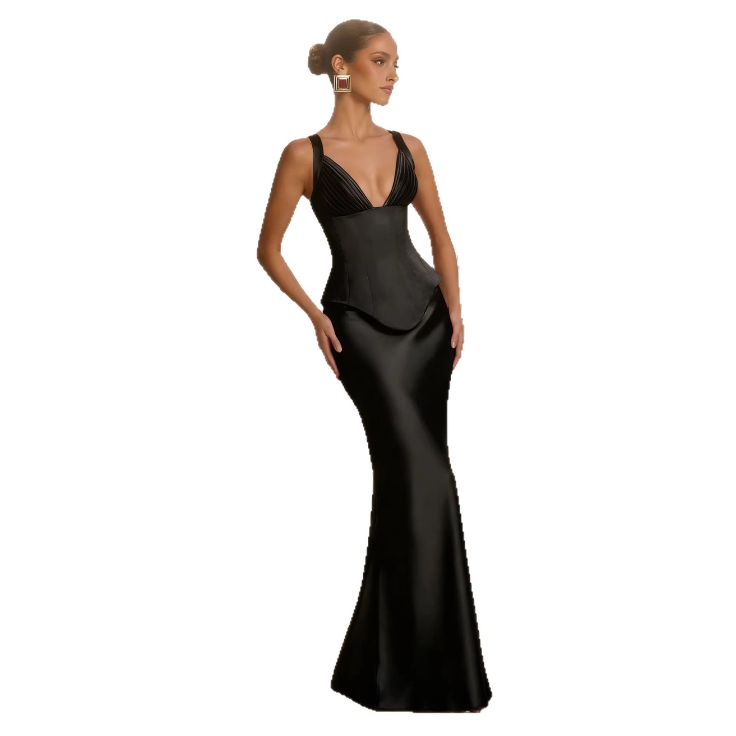 Long Satin Skirt Set