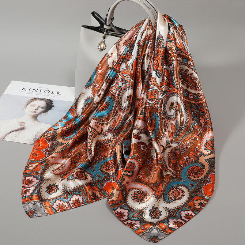 Floral Satin Square Scarf