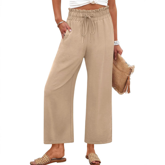 Solid-color Wide-leg Pants
