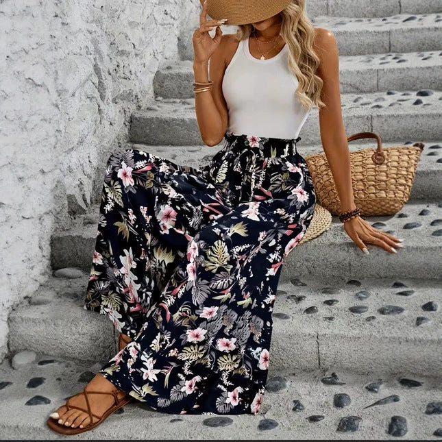 Leopard-print Wide-leg Pants