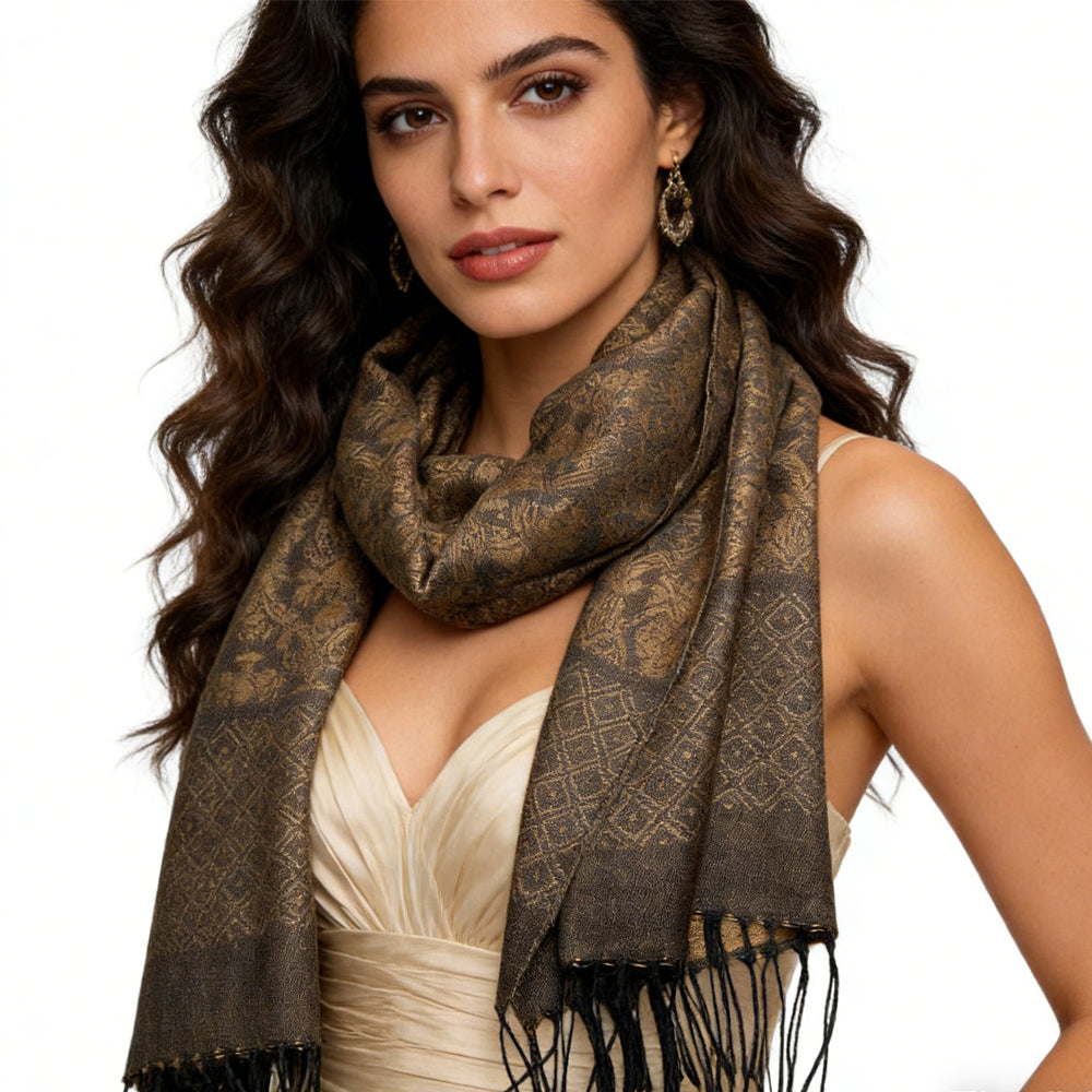 Camel Tweed Look Scarf