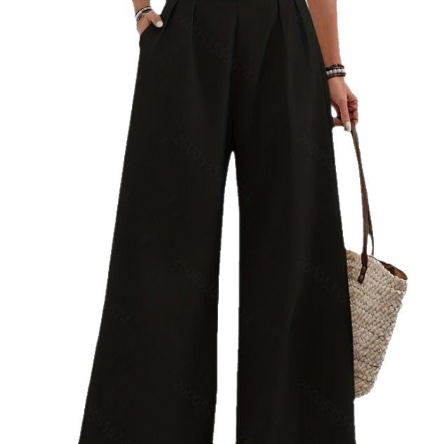 Pocketed Wide-leg Trousers