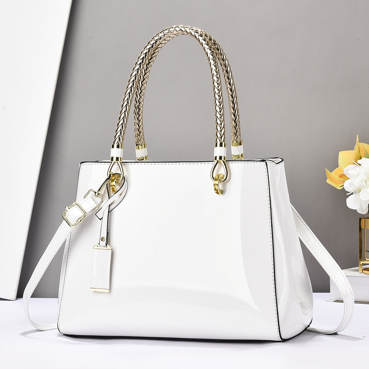 Glossy Patent Leather Handbag