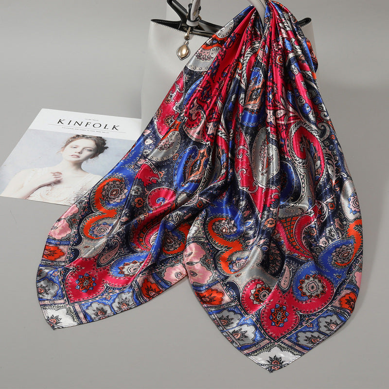 Floral Satin Square Scarf