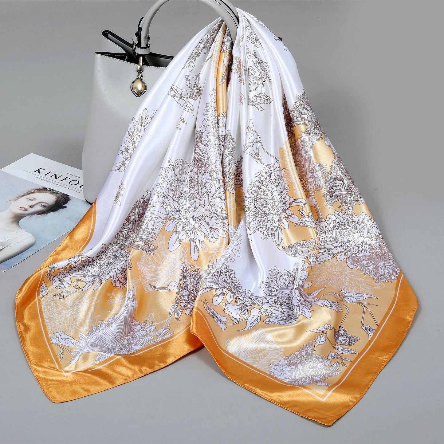 Floral Satin Square Scarf