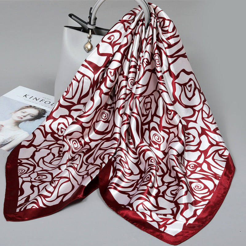 Floral Satin Square Scarf