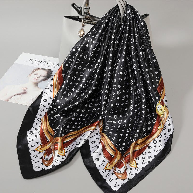 Floral Satin Square Scarf