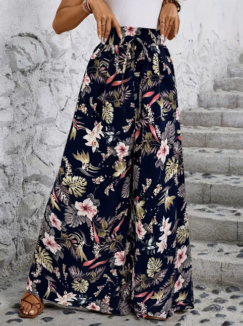 Leopard-print Wide-leg Pants
