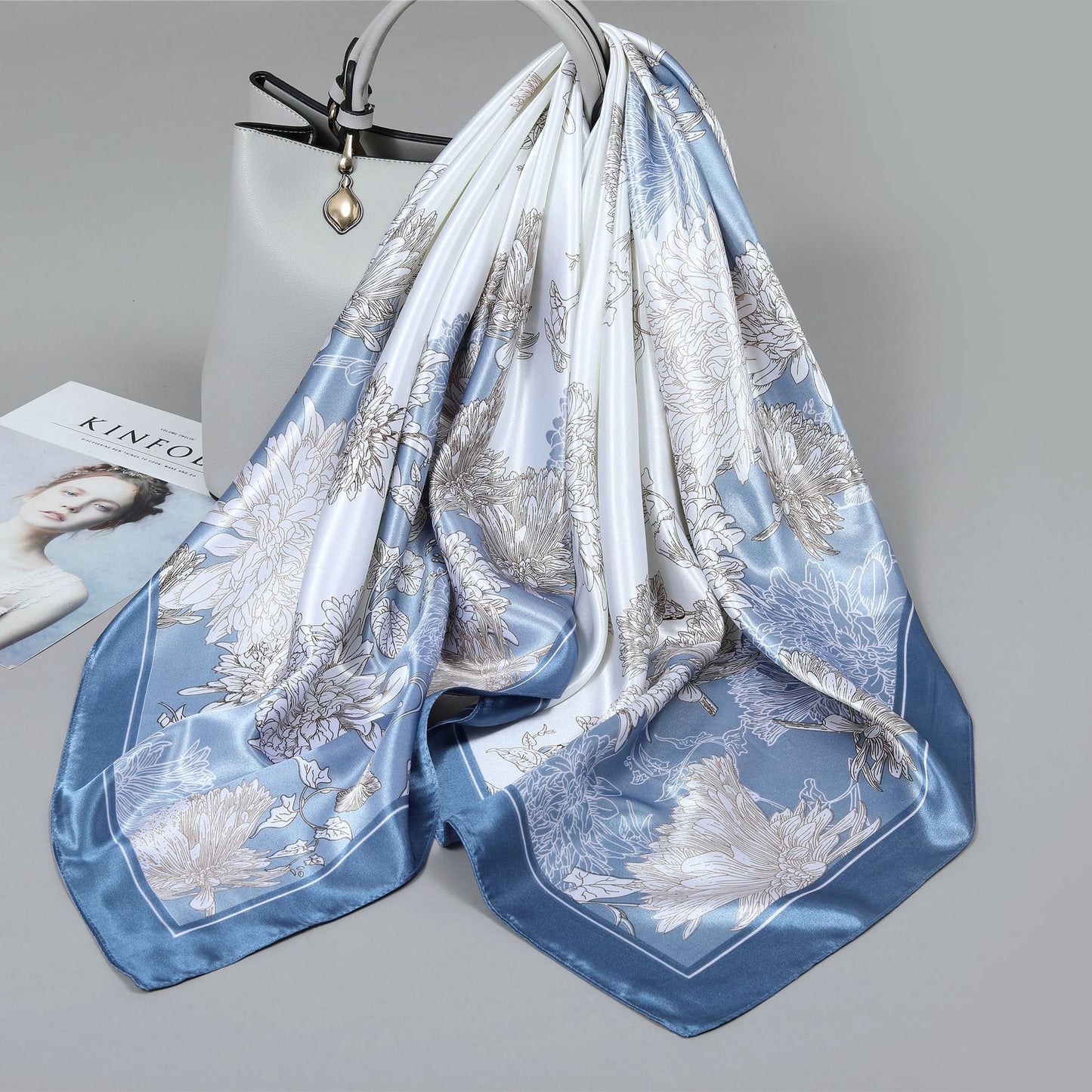 Floral Satin Square Scarf