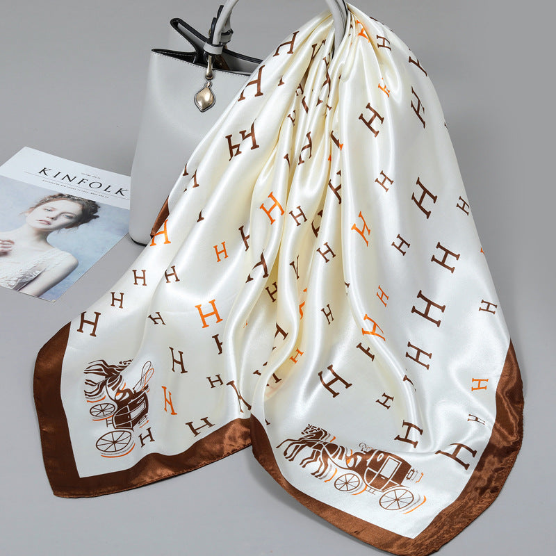 Floral Satin Square Scarf