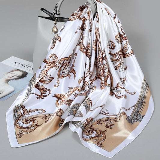 Floral Satin Square Scarf
