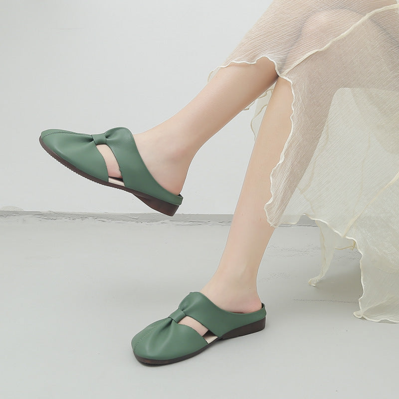 Flat-Soled Lazy Casual Closed-Toe Half Slippers