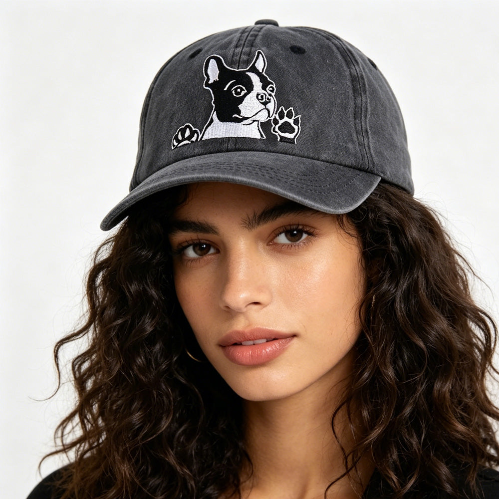 2pcs Boston Terrier Dog Embroidered Baseball Cap
