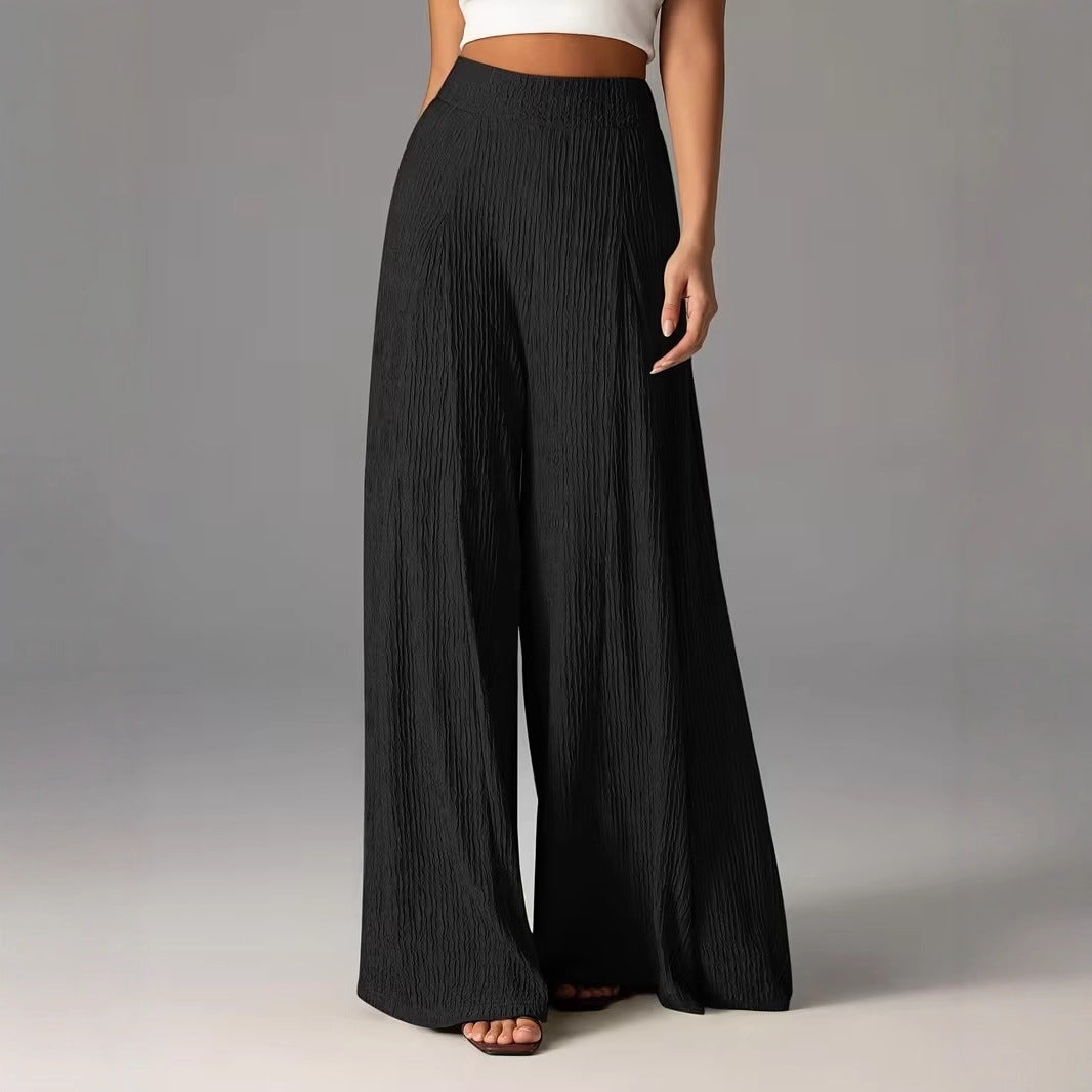 Elastic-waist Wide-leg Trousers