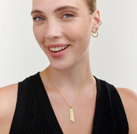 Personalized Vertical Necklace, Mother's Day Gift