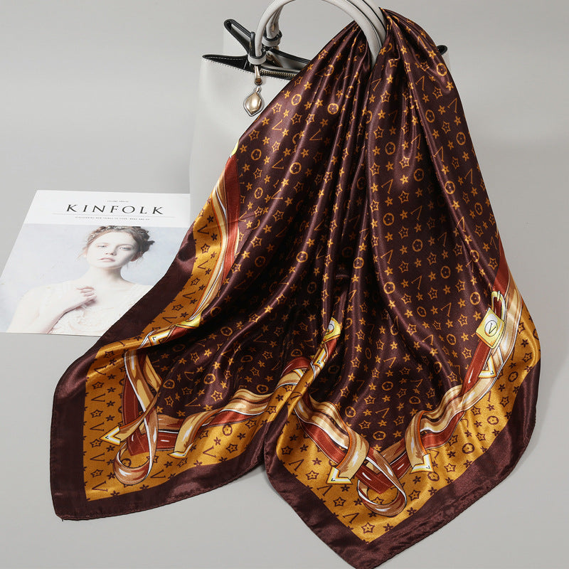 Floral Satin Square Scarf