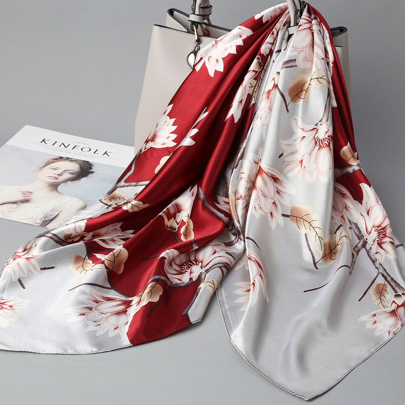 Floral Satin Square Scarf