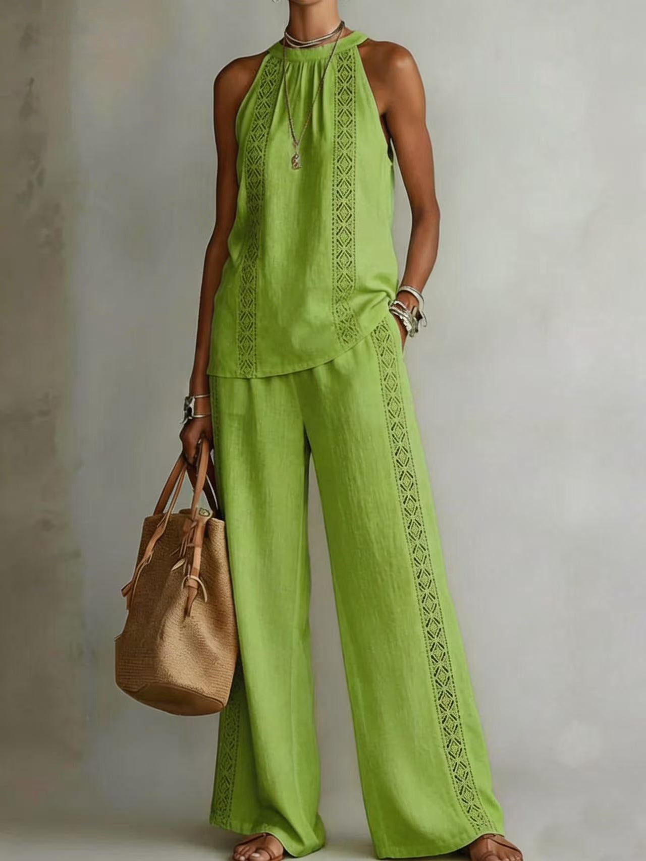 Womens Backless Sleeveless Top & Pants Set