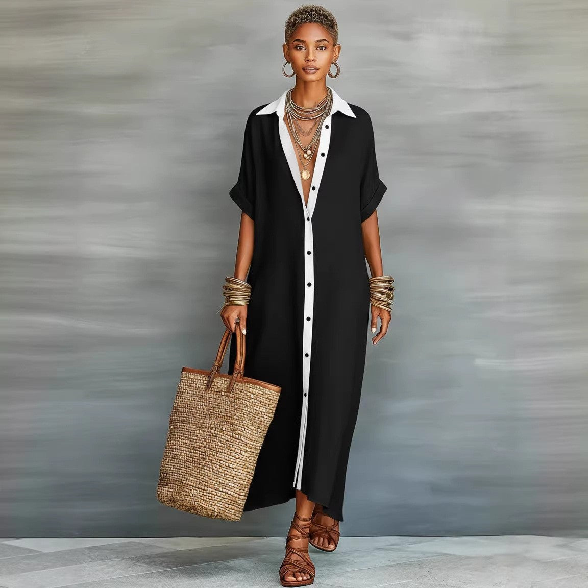 Cotton-Linen Shirt Dress