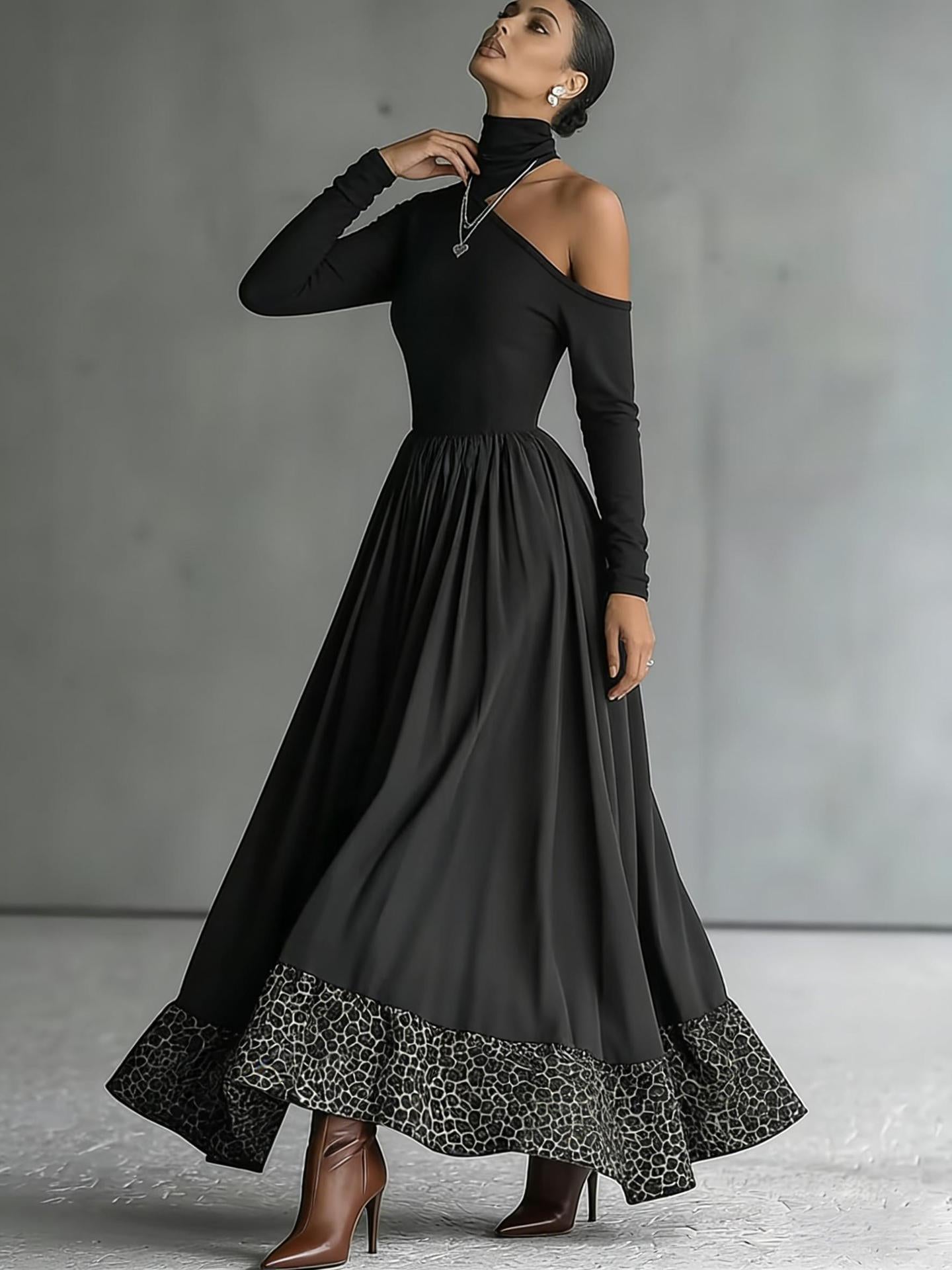 Polyester Drape Long Skirt