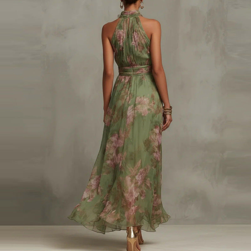 Mesh Print Irregular Slit Skirt