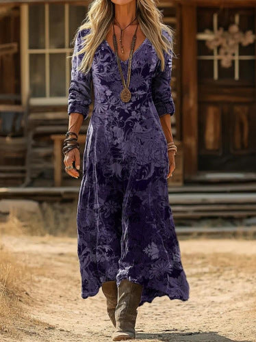 Retro Floral Long Dress