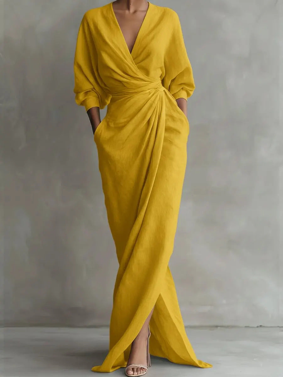Polyester Slit Long Dress