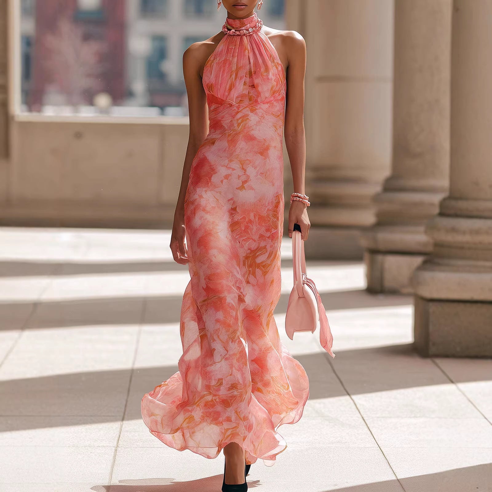 Sleeveless Printed Holiday Dress