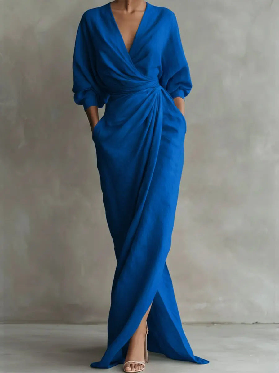 Polyester Slit Long Dress