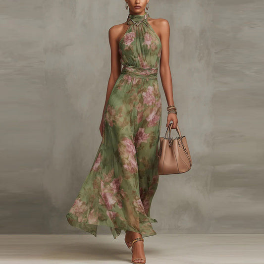 Mesh Print Irregular Slit Skirt