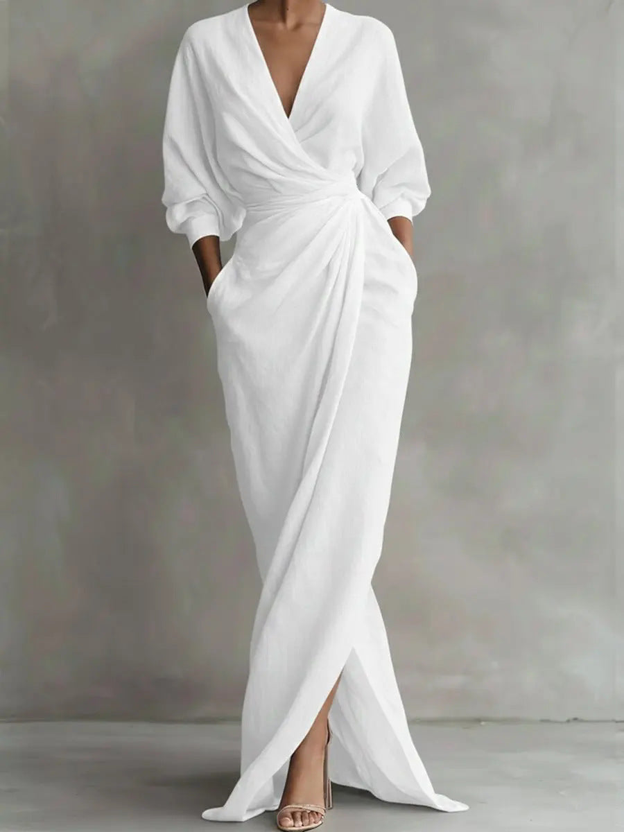 Polyester Slit Long Dress